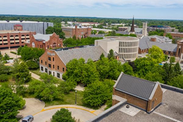 Registrar menu image view of Parson's Hall from the air.